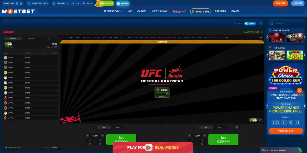 Mostbet Aviator game preview