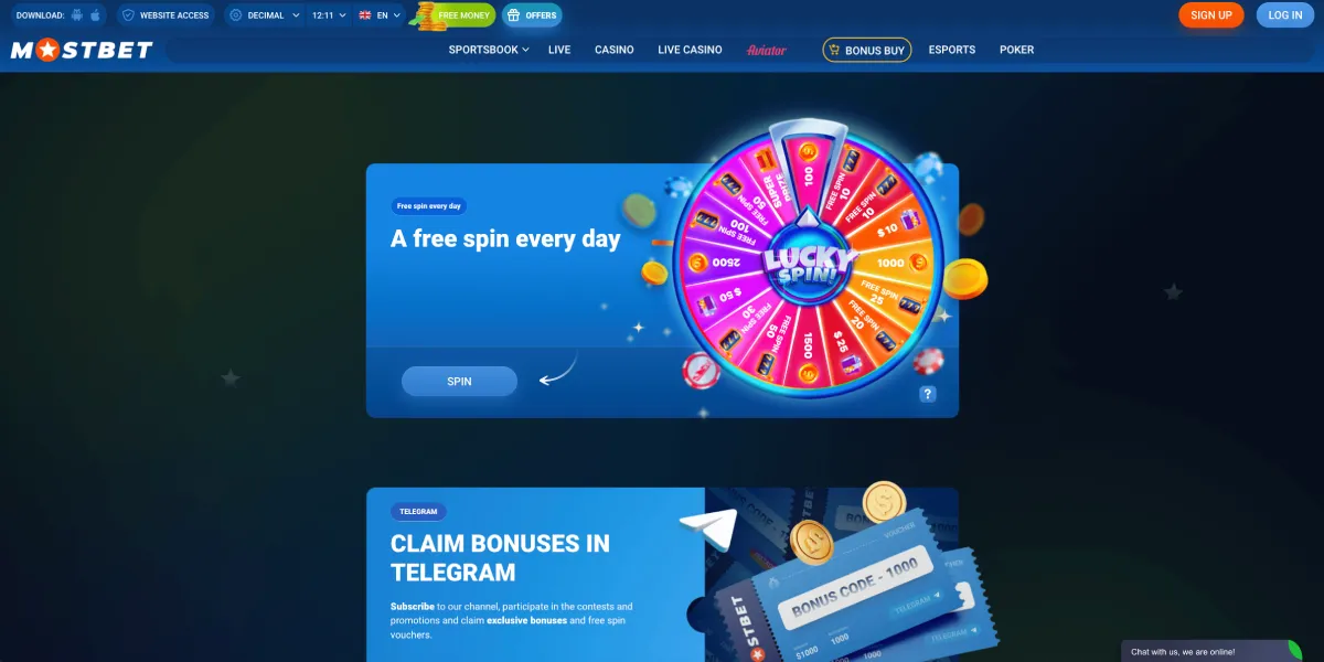 Mostbet free money promotion page preview